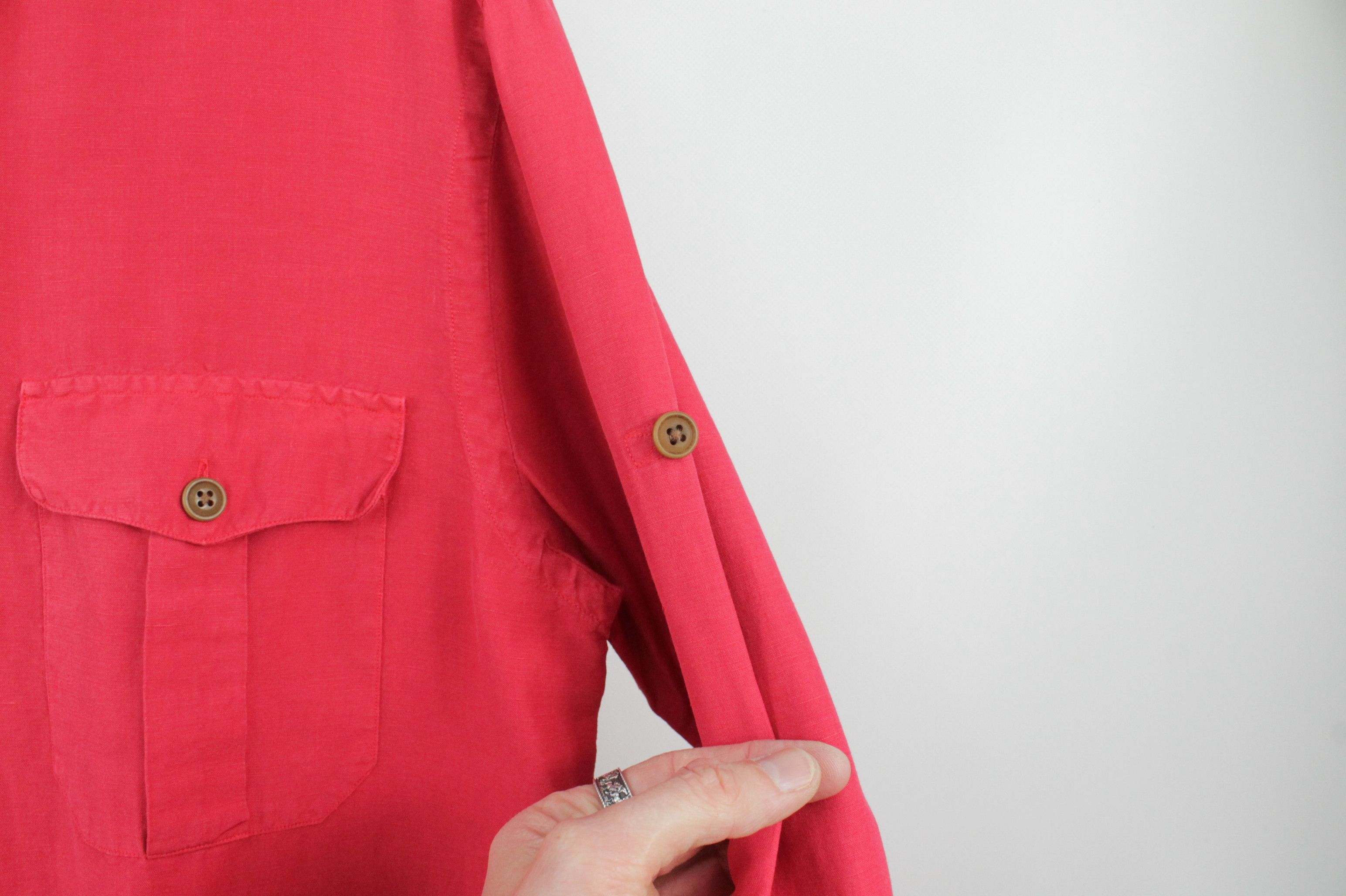 Polo Ralph Lauren Vintage Polo Ralph Lauren Red Linen Silk Casual Men's Shirt Size US M / EU 48-50 / 2 - 5 Thumbnail