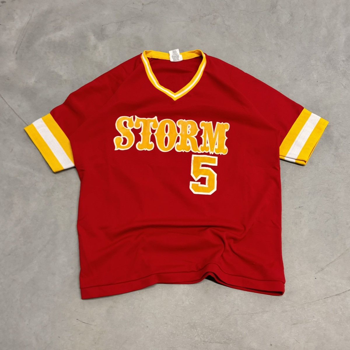 Vintage Vintage 70s Baseball Jersey Storm Cropped Red Yellow Shirt Size US L / EU 52-54 / 3 - 1 Thumbnail