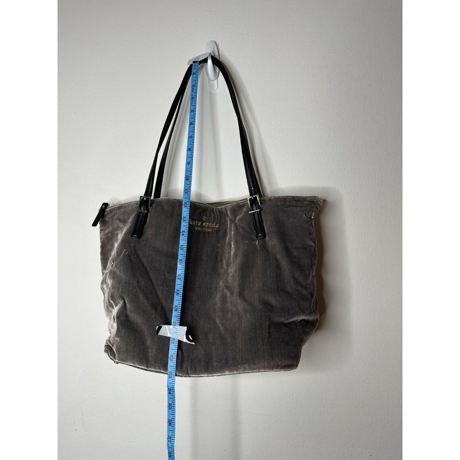 Kate Spade Kate Spade Gray Kona Dawn Place Velvet Leather Handle Tote L Size ONE SIZE - 14 Thumbnail