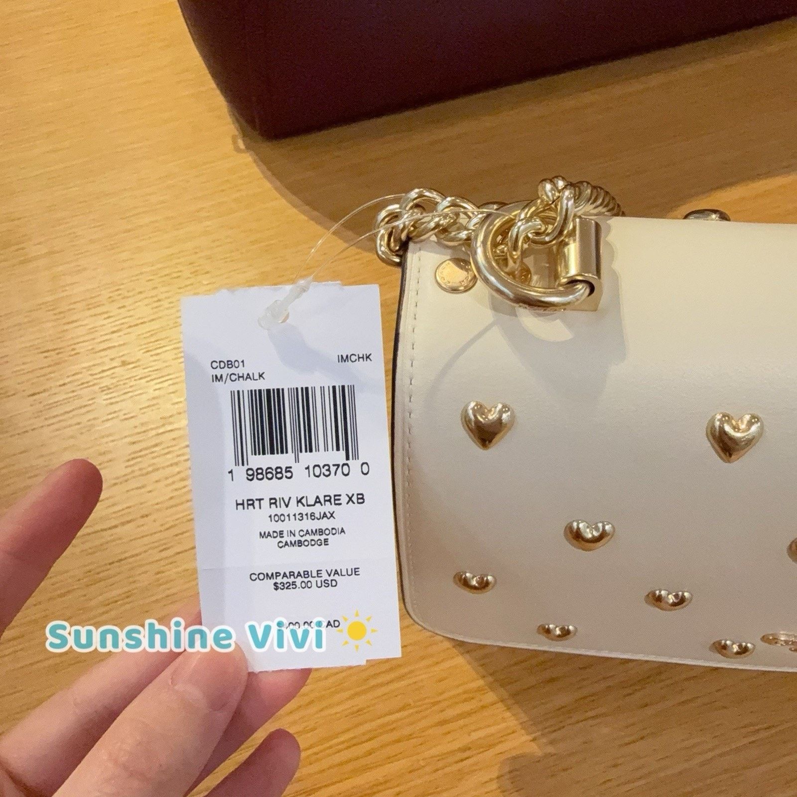 Coach NWT Coach Klare Crossbody Bag Heart Rivets Gold/Chalk CDB01 Size ONE SIZE - 3 Thumbnail