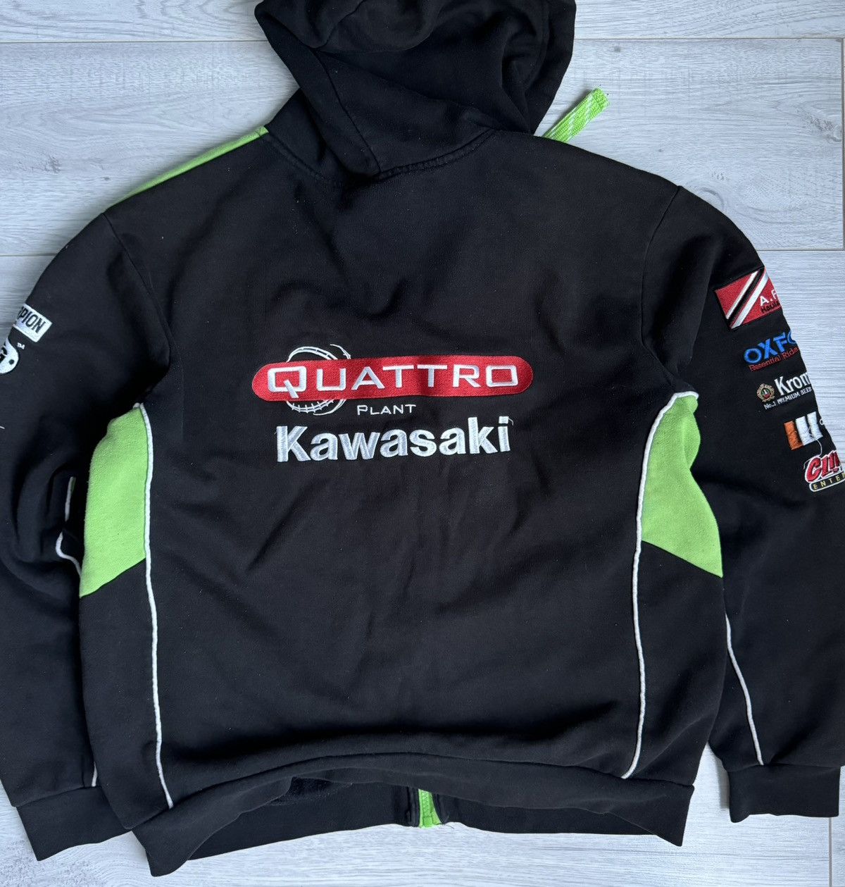 Vintage Vintage racing zip up hoodie jacket Quattro Kawasaki moto Size US L / EU 52-54 / 3 - 6 Thumbnail