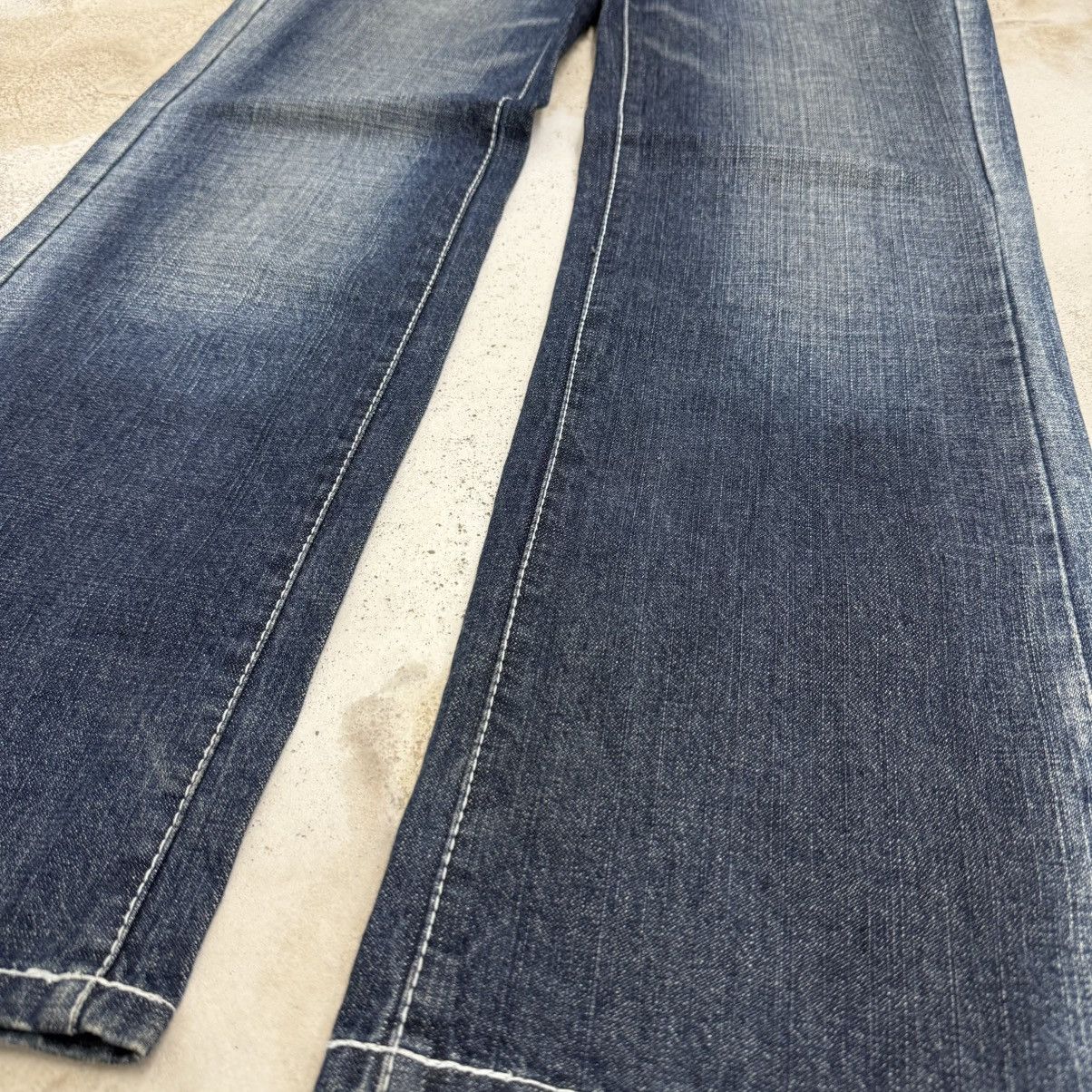 Japanese Brand Wide Leg Unisex Blue Moon Blue Whisker Printed Denim Pants Size US 29 - 6 Thumbnail