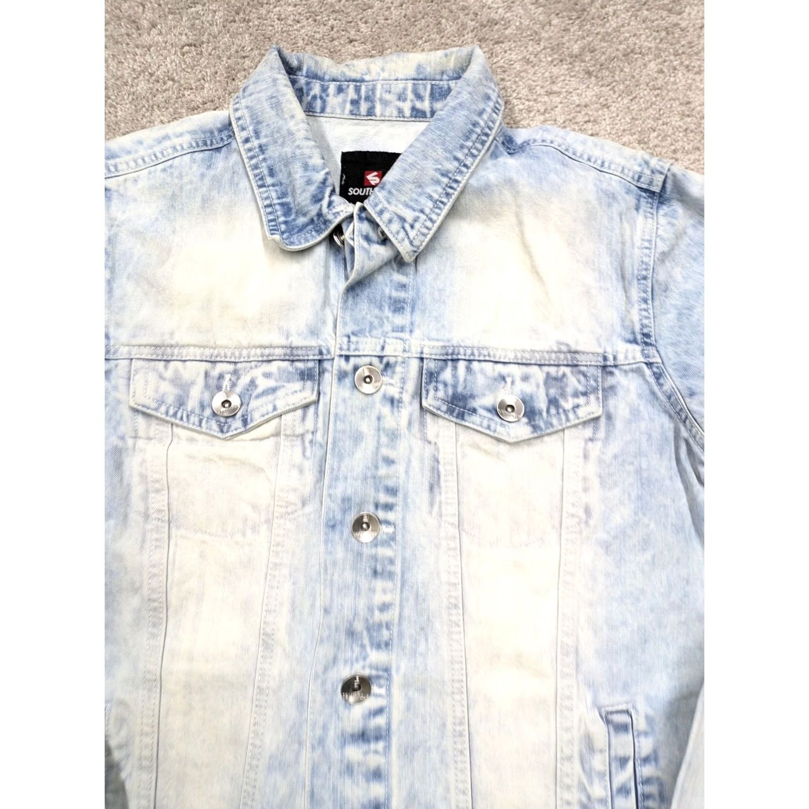 Southpole VINTAGE South Pole Jacket Mens Medium Blue Denim Trucker Button 90s Y2K Size US 31 - 3 Thumbnail