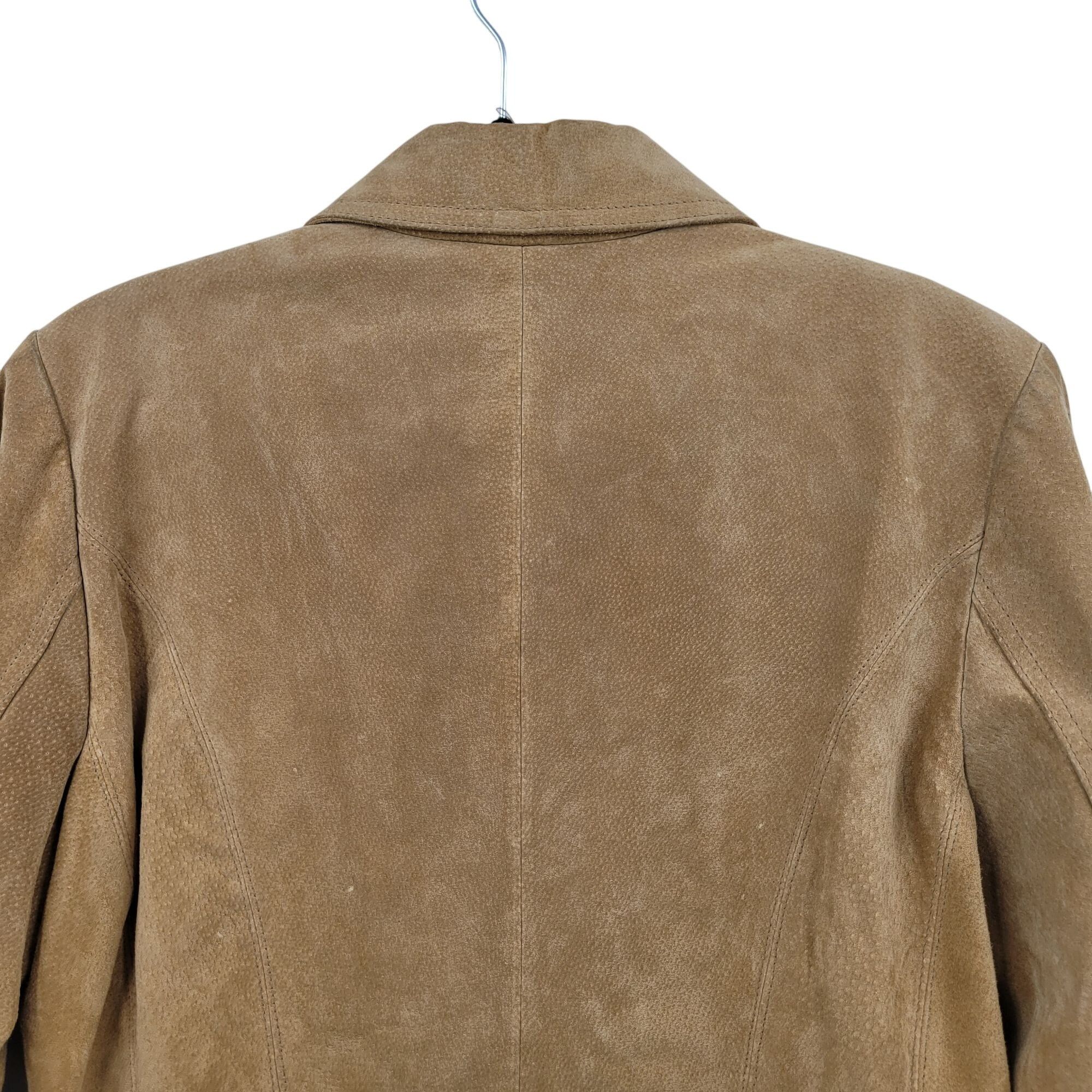 Vintage Vtg Womens Siena Camel Suede Genuine Leather Jacket Shacket Size L / US 10 / IT 46 - 9 Thumbnail