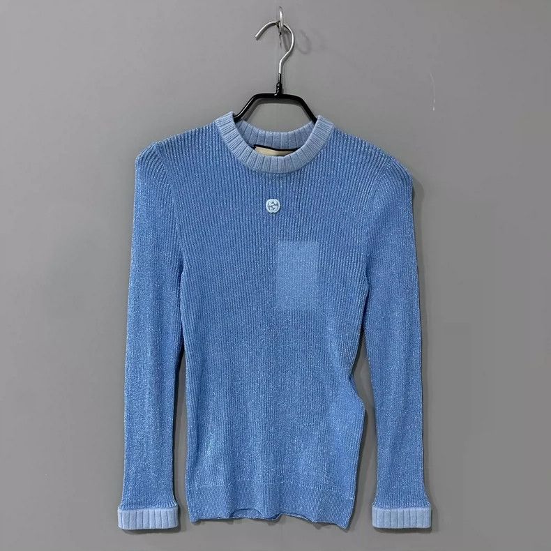 Gucci Gucci Blue logo knitwear Size S / US 4 / IT 40 - 1 Thumbnail