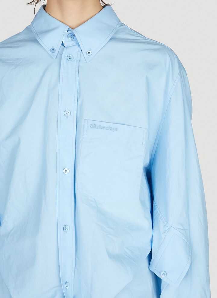 Balenciaga o1mt1gz0924 BB Corp Swing Twisted Shirt Large Fit Light Blue Size XS / US 0-2 / IT 36-38 - 5 Thumbnail
