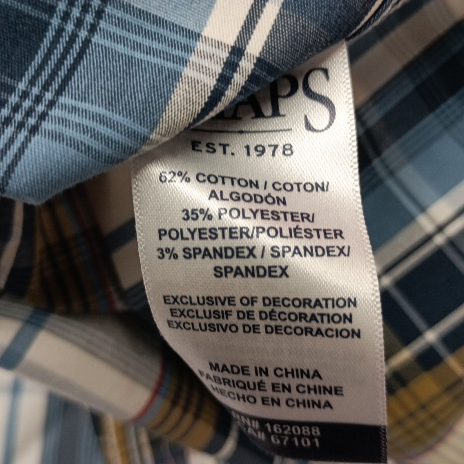 Chaps Chaps Woven Shirt Men's L Ivory Plaid Stretch Classic Fit Size US L / EU 52-54 / 3 - 8 Thumbnail