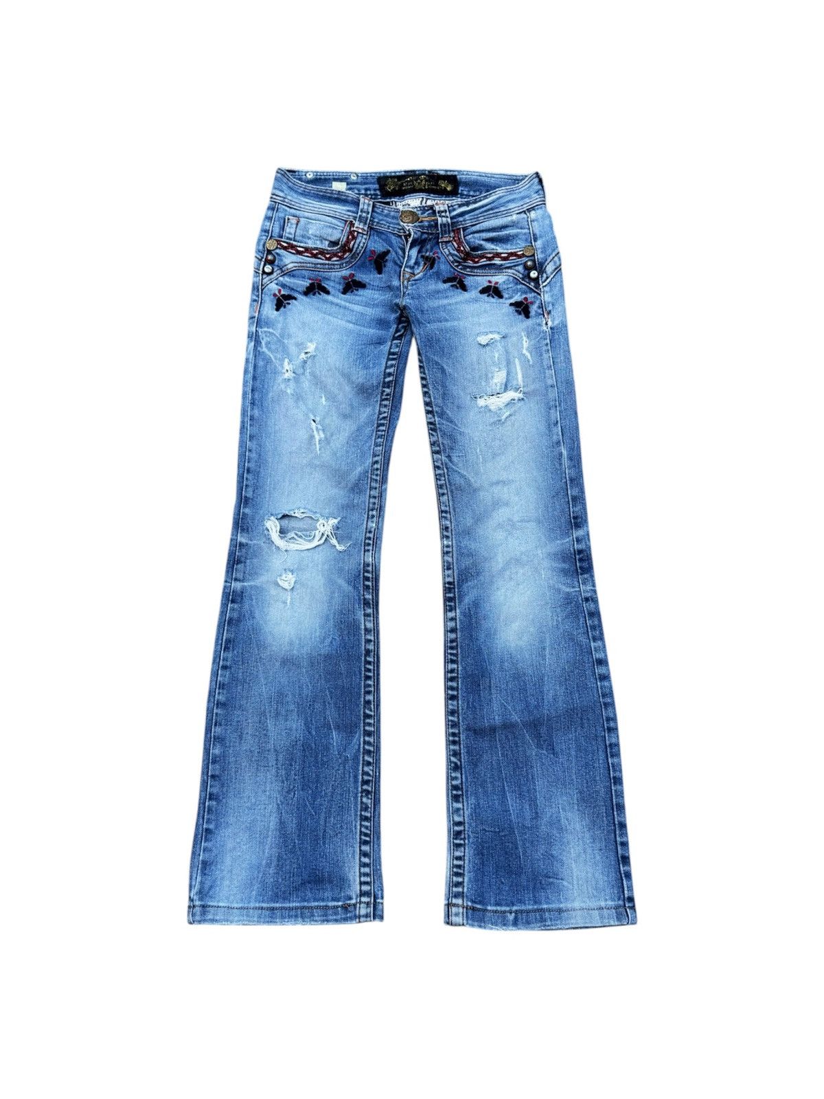 Christian Audigier RED PAPPER Japan Flare Jeans Studded Vkei Gothic Size 24" / US 00 / IT 34 - 3 Thumbnail