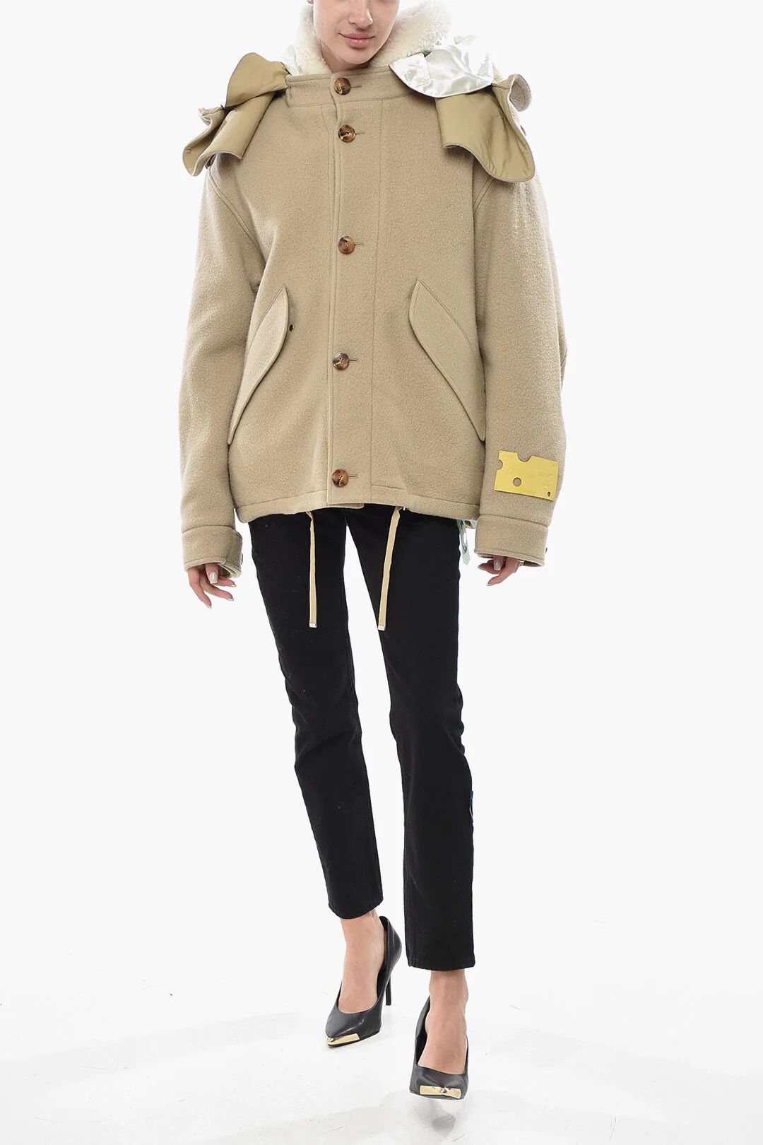Off-White og1mm0426 Wool-Blend Short Parka in Beige Size M / US 6-8 / IT 42-44 - 5 Thumbnail