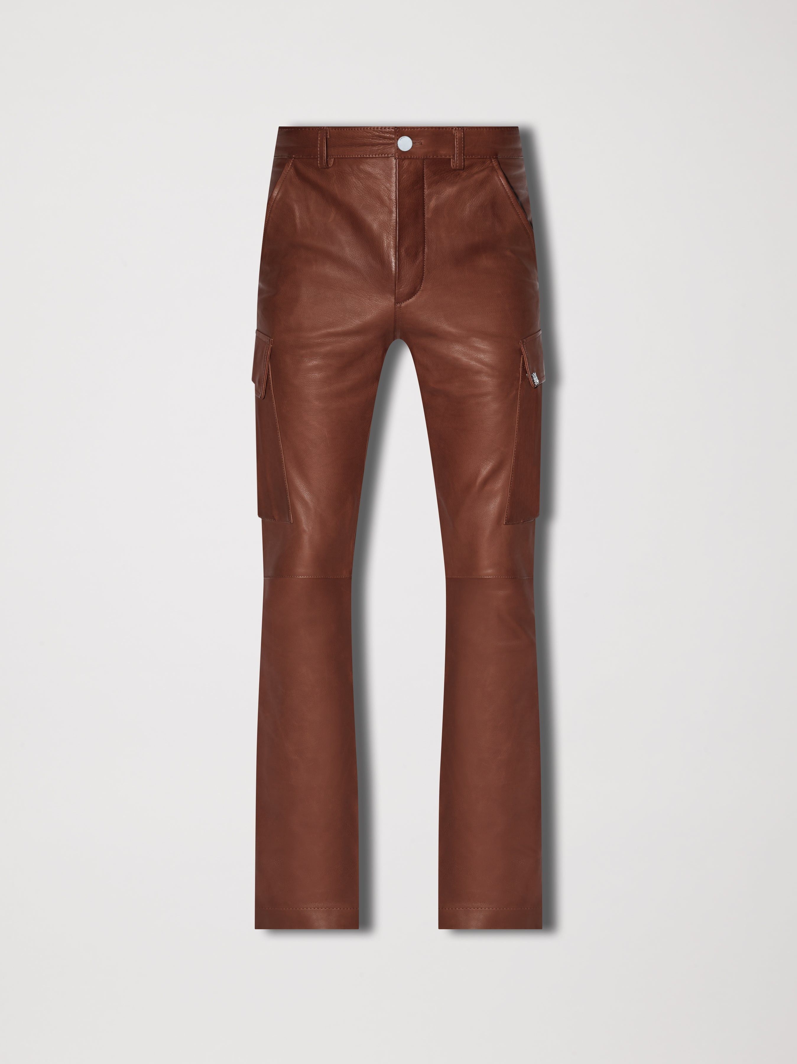 Amiri o1mle0326 Leather Cargo Flare Pants in Brown Size US 36 / EU 52 - 1 Thumbnail