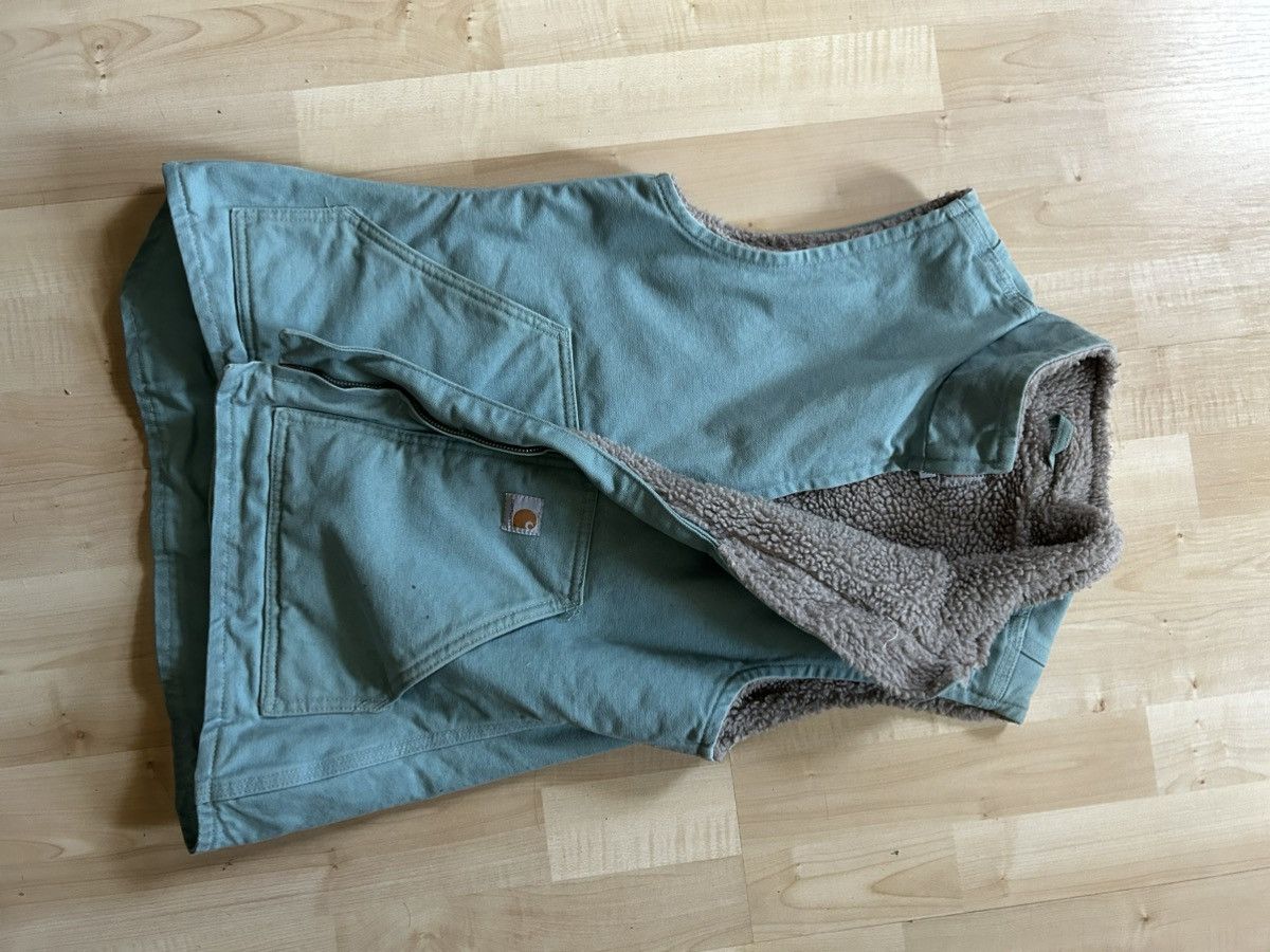 Carhartt Y2K Teal Carhartt Light Blue Sherpa lined Vest Size US XS / EU 42 / 0 - 4 Thumbnail