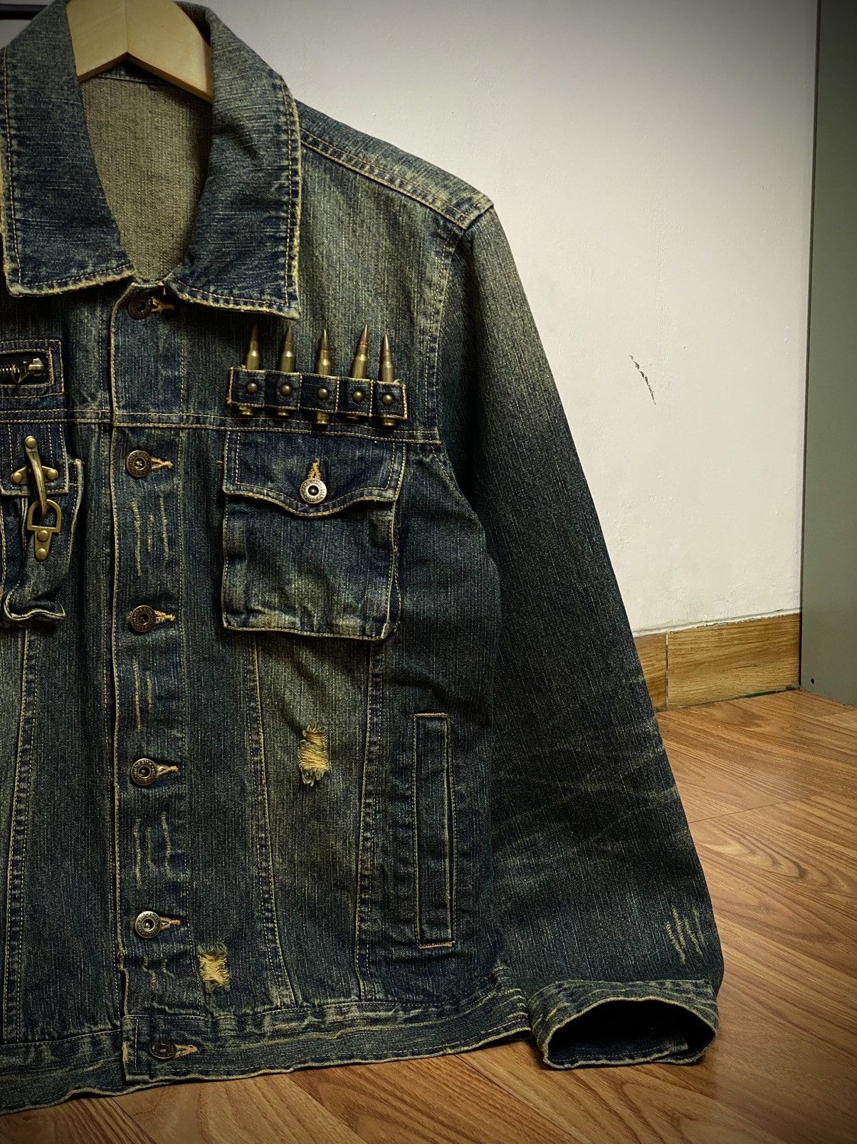 In The Attic In The Attic Japan Mud Wash Denim Jacket Punk LGB Style 🕷️ Size US M / EU 48-50 / 2 - 6 Thumbnail