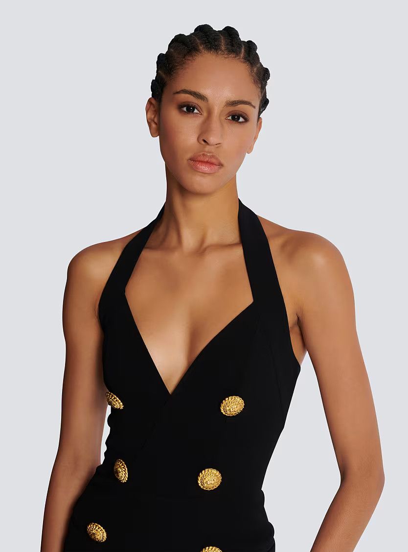 Balmain o1s1wg110725 Crepe Tailored Jumpsuit in Black Size 30" / US 8 / IT 44 - 6 Thumbnail