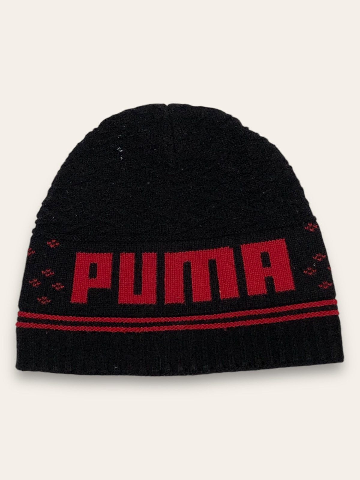 Hat Club 90s Vintage PUMA Red Black Big Logo Hat Beanie Size ONE SIZE - 1 Thumbnail