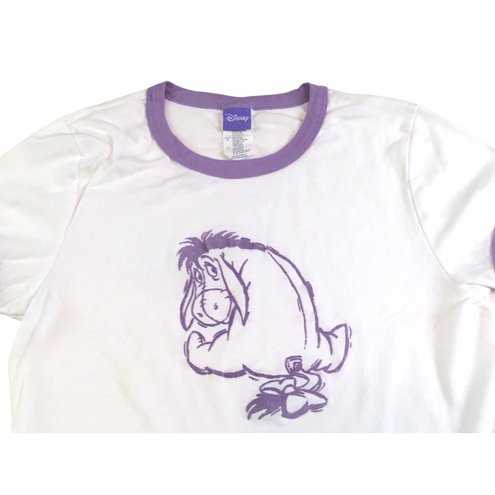 Disney Disney Eeyore Ringer T-Shirt Purple Textured Size Large Size L / US 10 / IT 46 - 2 Thumbnail