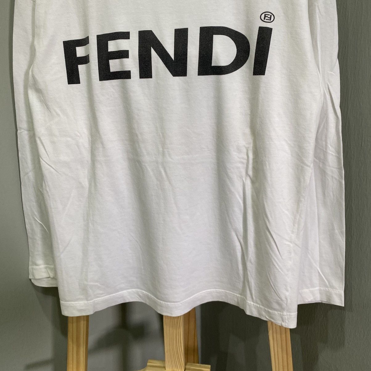 Fendi Vintage Fendi Big Logo Long Sleeve T-Shirt - White Size US M / EU 48-50 / 2 - 4 Thumbnail
