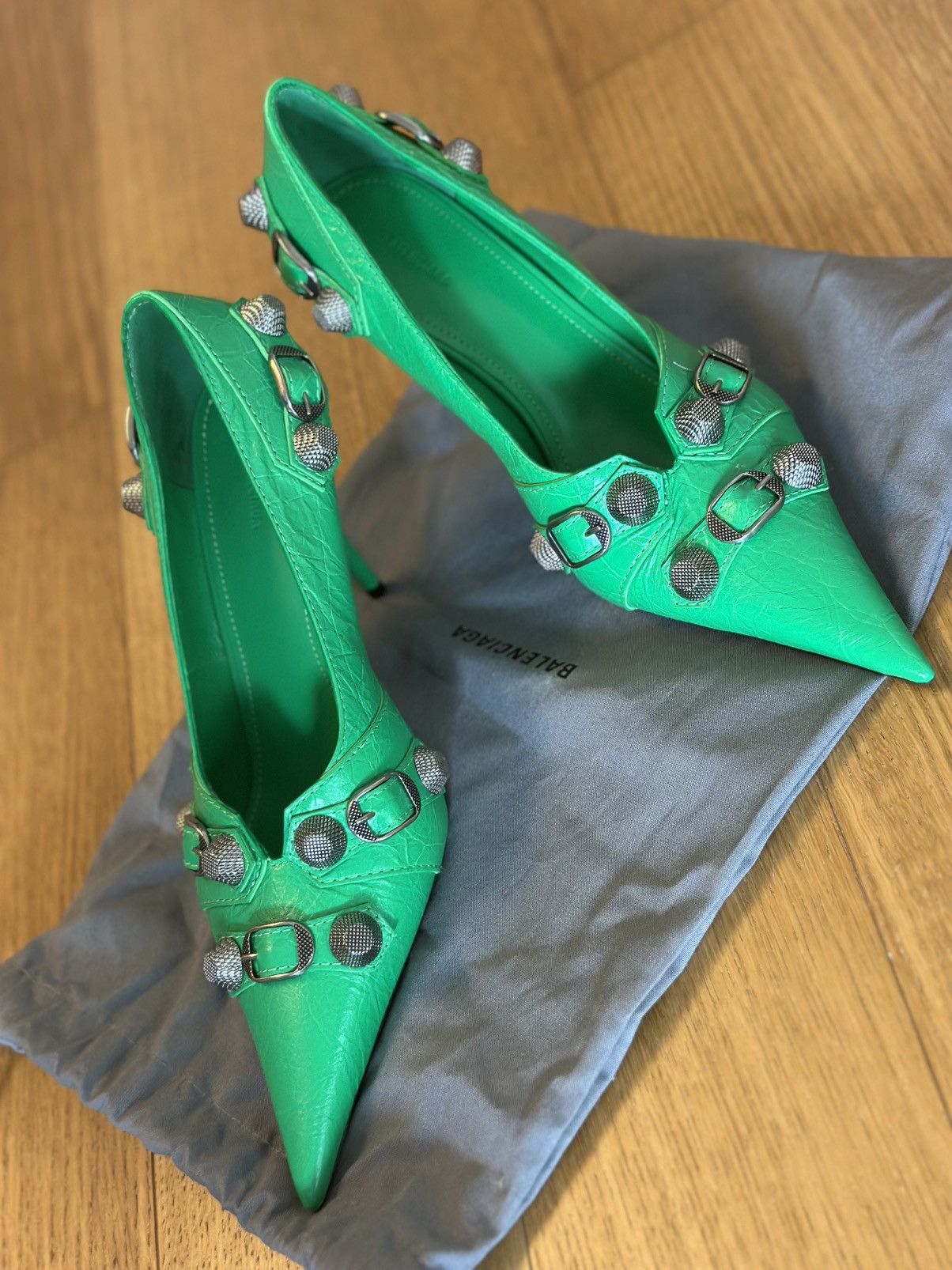 Balenciaga BALENCIAGA Agneau Arena Cagole 90mm Pumps 40 Vivid Green Size US 9 / IT 39 - 2 Thumbnail