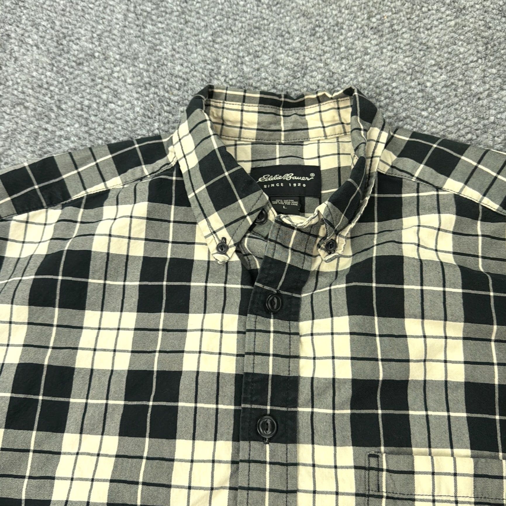 Eddie Bauer VINTAGE Eddie Bauer Shirt Mens L Black Plaid Button-Down Flannel 90s Cotton Button-Up Collared Exterior Pockets Mens Size US L / EU 52-54 / 3 - 3 Thumbnail