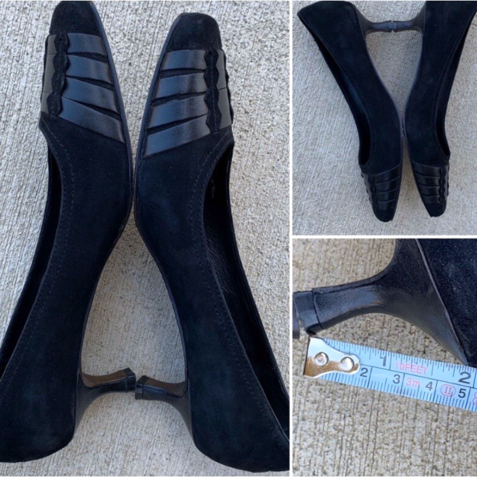 Donald Pliner VINTAGE Donald J Pliner pumps heels black suede & leather size 8 M Size US 8 / IT 38 - 8 Thumbnail