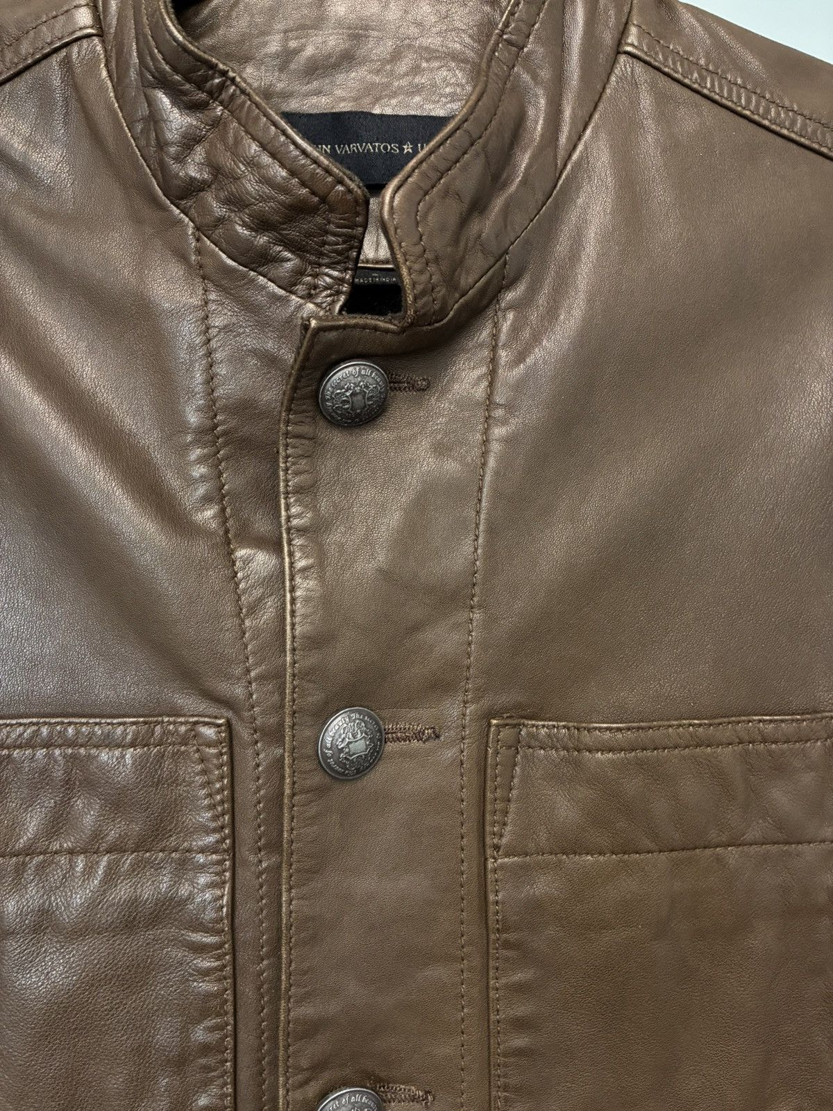 John Varvatos Officer Brown Leather Jacket Size Small Size US S / EU 44-46 / 1 - 5 Thumbnail