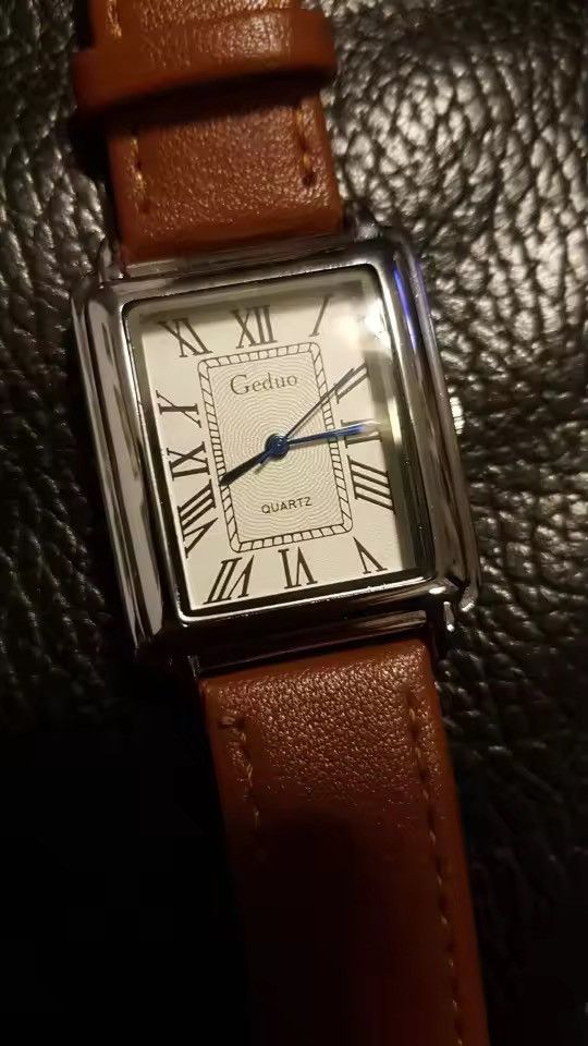 Japanese Brand Classic Roman Dial Quart Watch– Leather Strap Size ONE SIZE - 5 Thumbnail