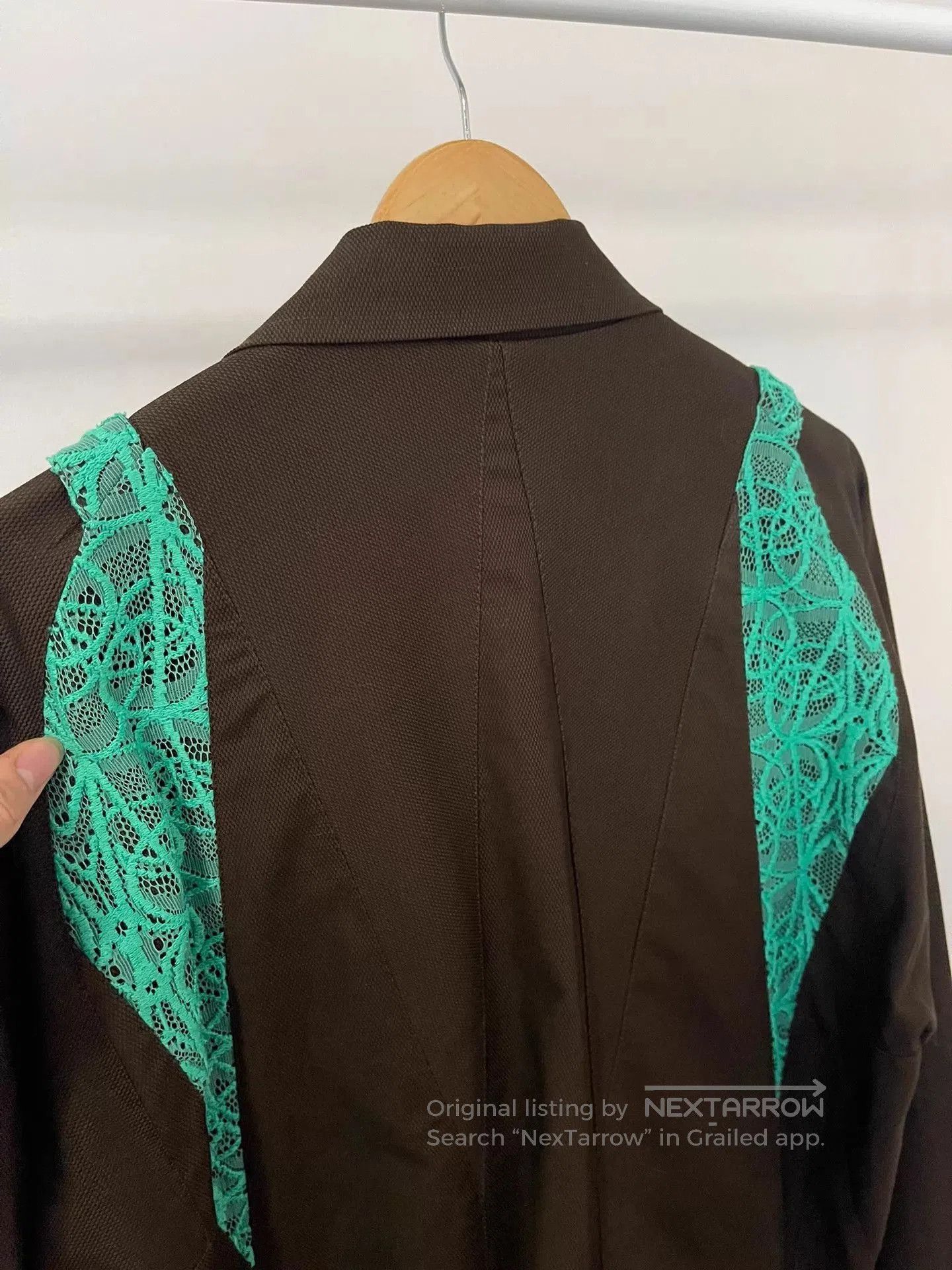 Kiko Kostadinov Long Sleeve Shirt with Green Lace Overlay. Size US M / EU 48-50 / 2 - 3 Thumbnail