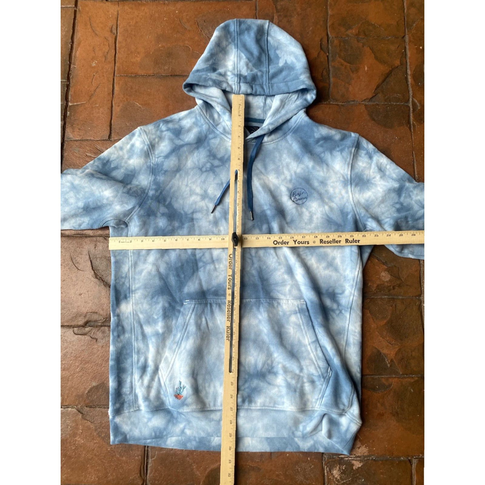 Vintage Baja Llama Helsinki Hoodie Sweatshirt Large Blue Tie Dye Men’s Knitted Pullover Hooded Pockets Logo Embroidered Size US L / EU 52-54 / 3 - 7 Thumbnail