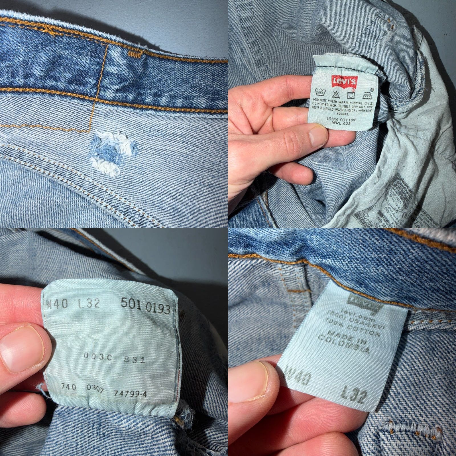 Levi's VINTAGE Levi's 501 Jeans Mens Denim Blue Light Wash 40x32 Straight 5-Pocket 90s Size US 40 / EU 56 - 9 Thumbnail