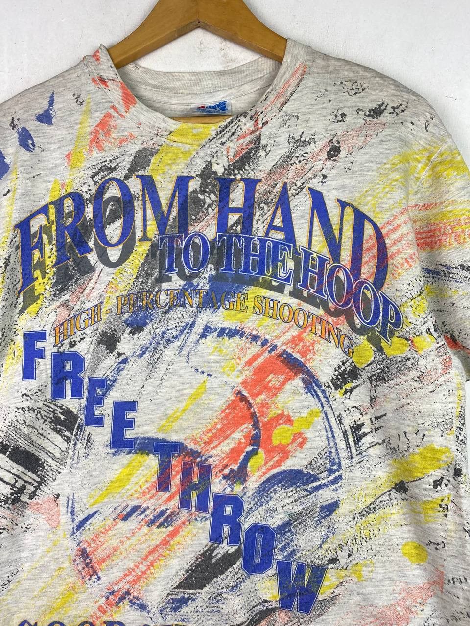 Vintage vintage 90s basketball all over print tee nice design Size US M / EU 48-50 / 2 - 3 Thumbnail