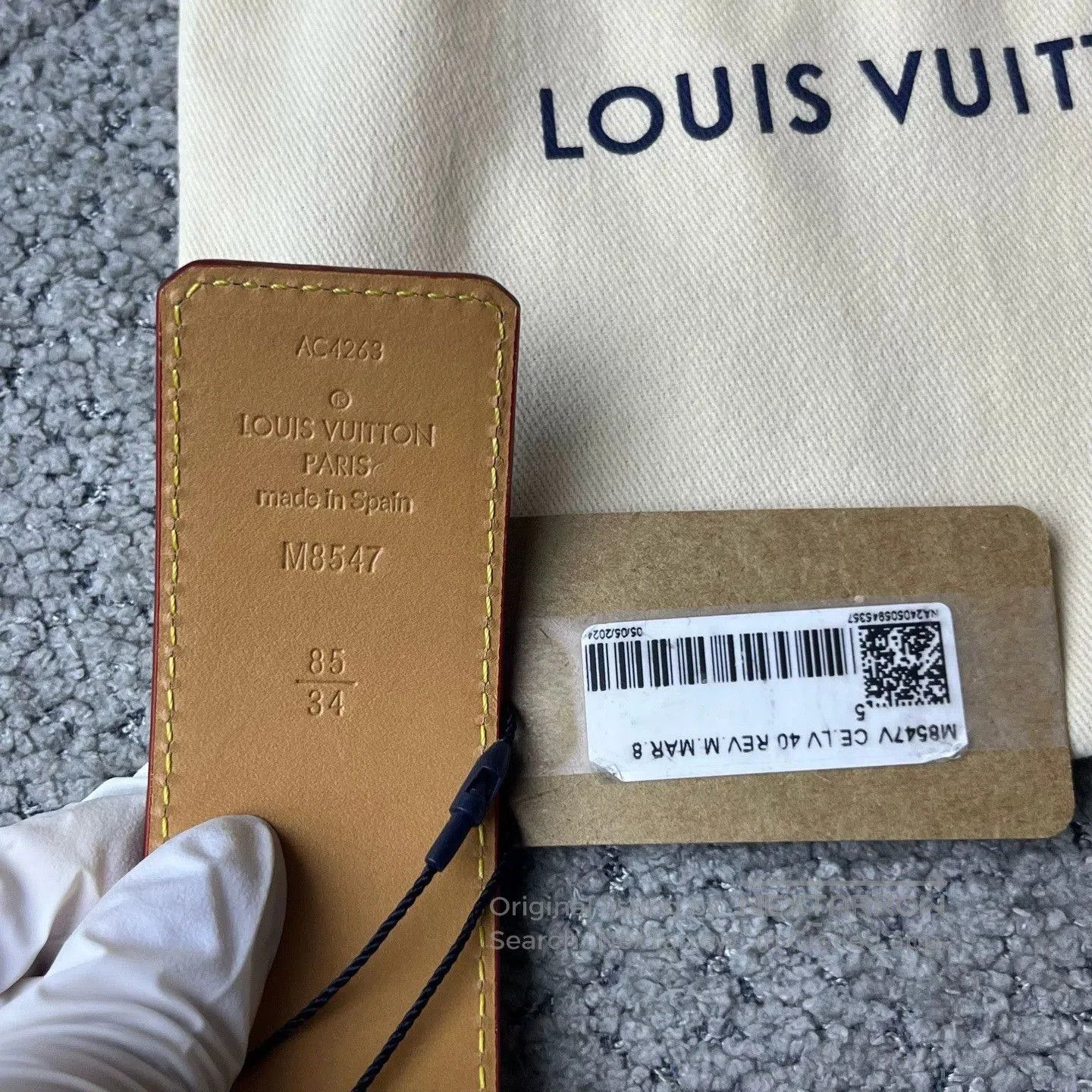 Louis Vuitton louis vuitton brown logo embossed leather belt. Size ONE SIZE - 4 Thumbnail