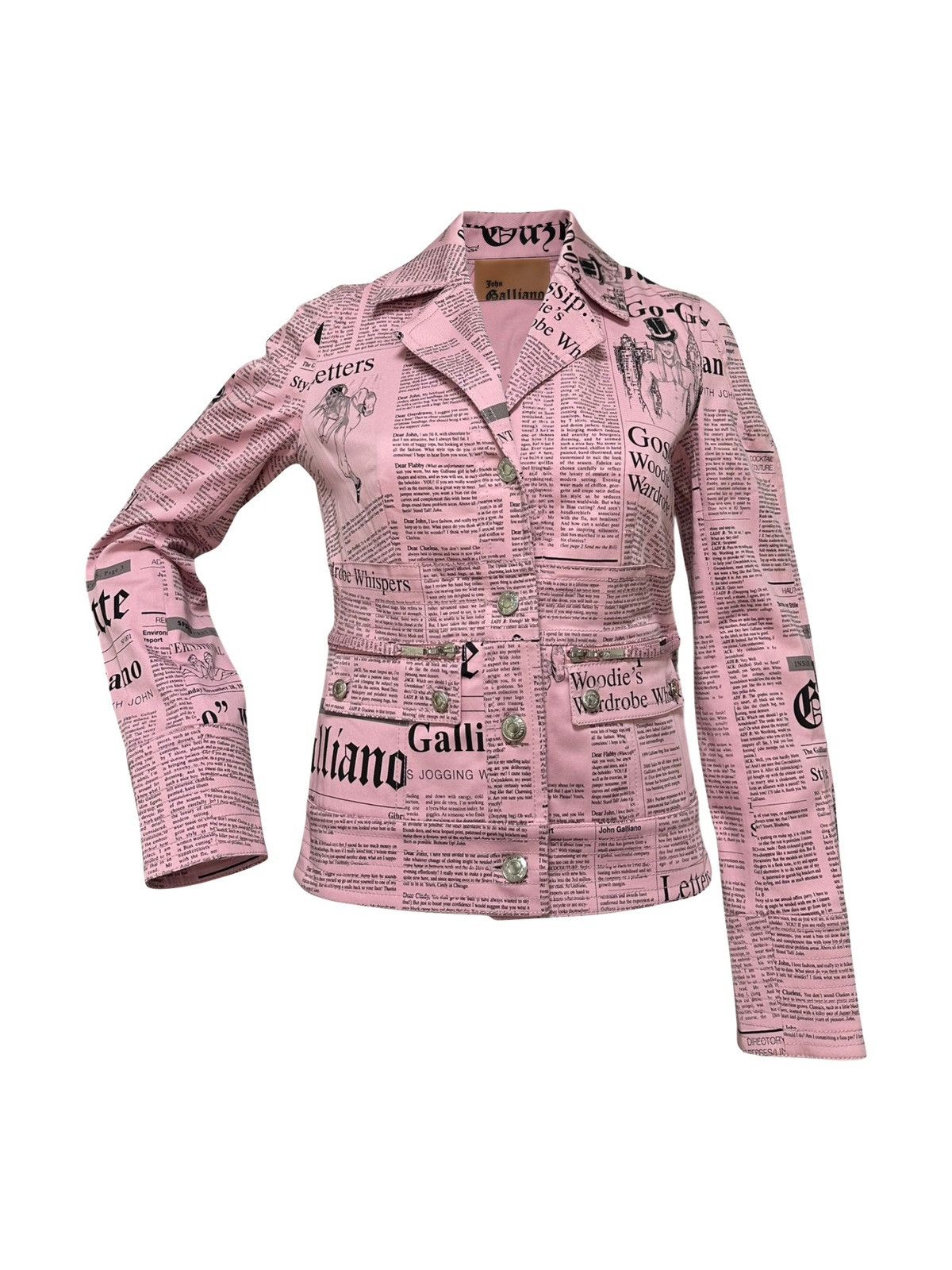 John Galliano JOHN GALLIANO Spring Summer 2005 Newspaper Print Jacket Size S / US 4 / IT 40 - 1 Thumbnail