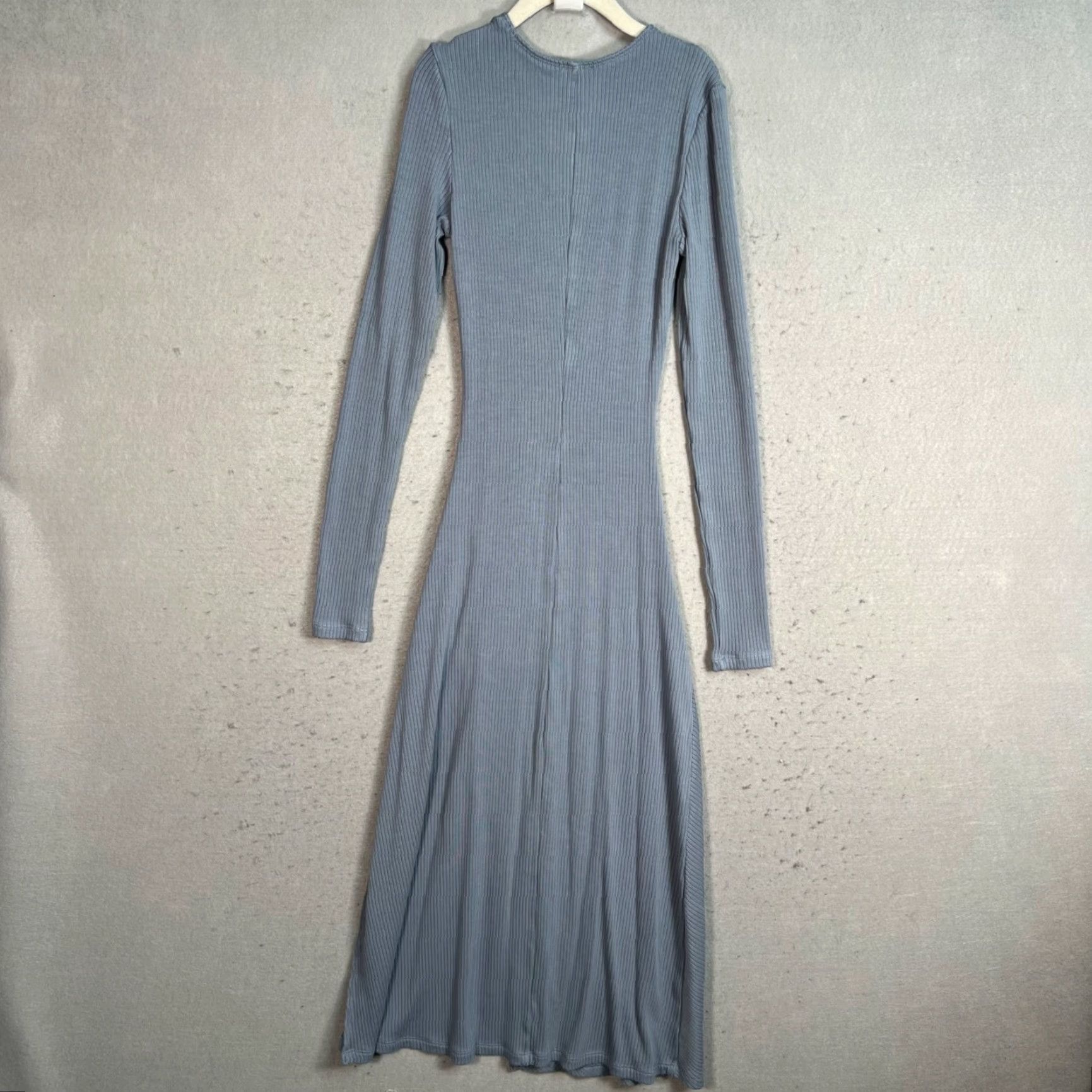 Vintage Wilfred Ribbed Long Sleeve Midi Dress 2XS Blue Womens Ruched Detail Size XXS / US 00 / IT 34 - 2 Thumbnail