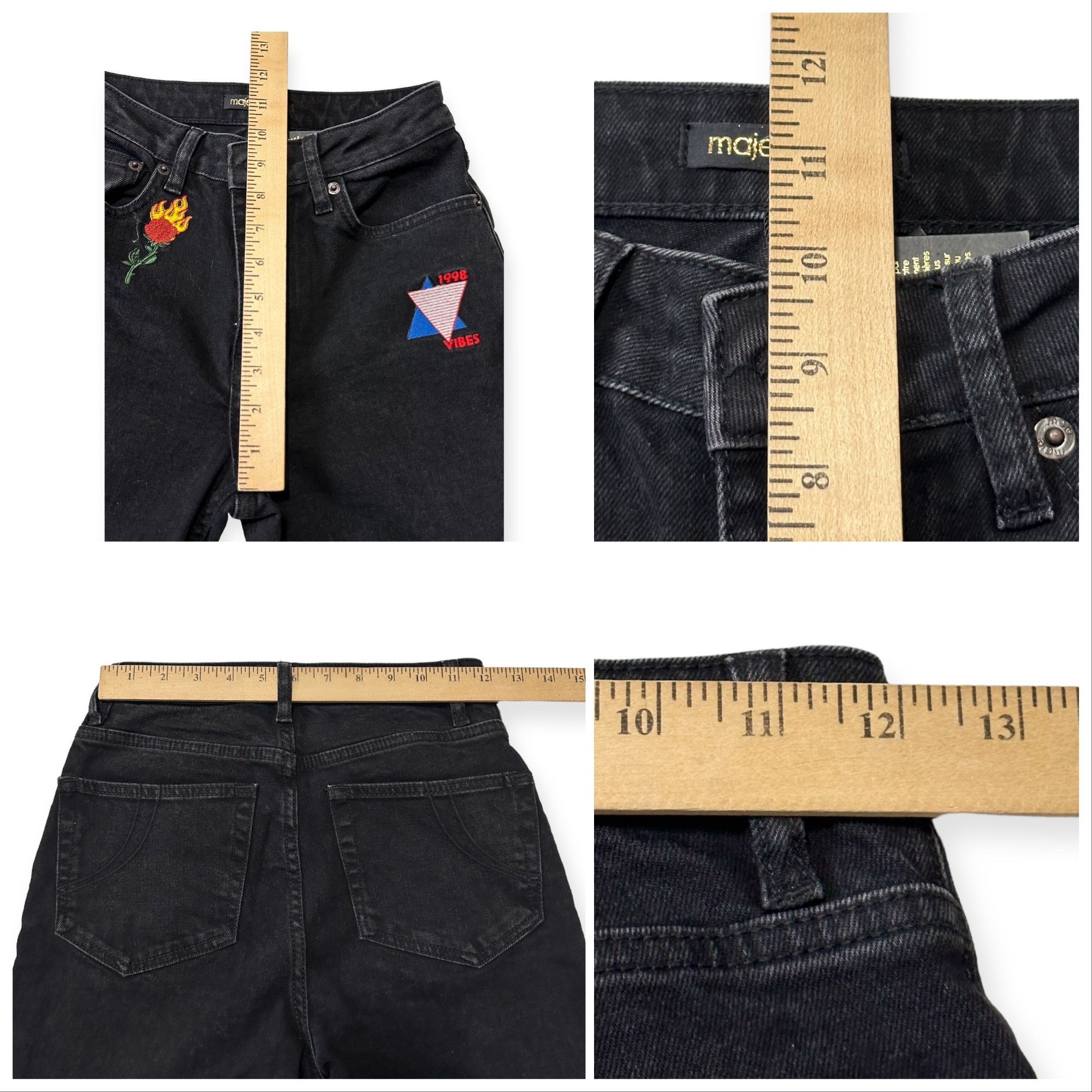 Maje Maje Straight Jeans with Patch, Gray, Size 34 EU, NWT Size 25" / US 0 / IT 36 - 11 Thumbnail