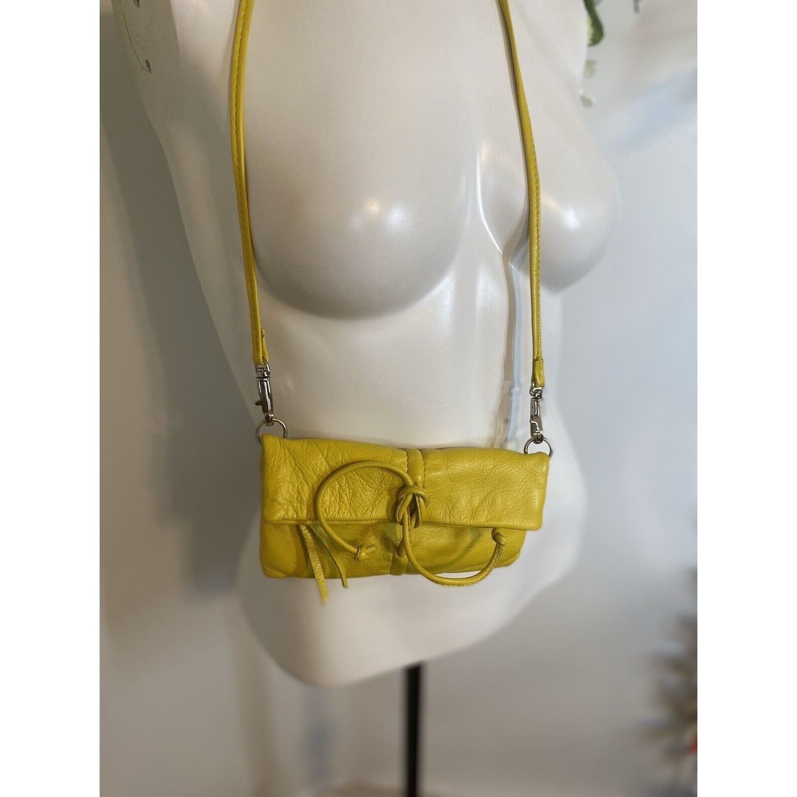 Vintage Arezzo Yellow Leather Small Crossbody Shoulder Bag Clutch Ad Size ONE SIZE - 9 Thumbnail