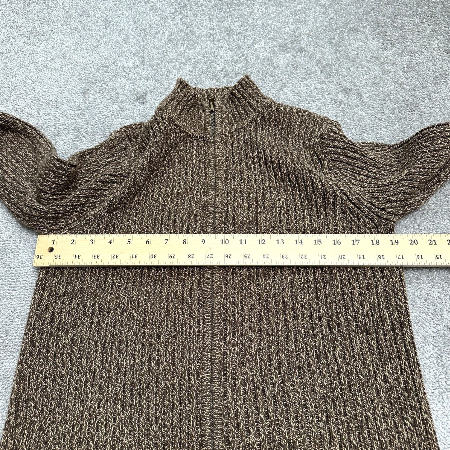 Charter Club VINTAGE Charter Club Cardigan Sweater - Full Zip - Womens Large Brown Knit All Seasons Cardigan - Regular Fit, Mock Neck, Long Sleeve Size L / US 10 / IT 46 - 6 Thumbnail
