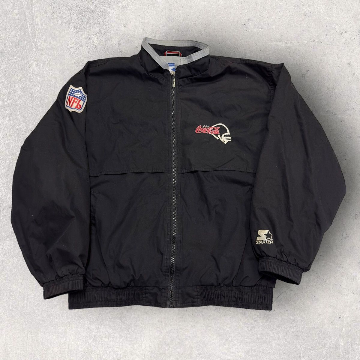 image of Nfl x Starter Vintage Coca Cola Football Jacket in Black, Men's (Size XL)