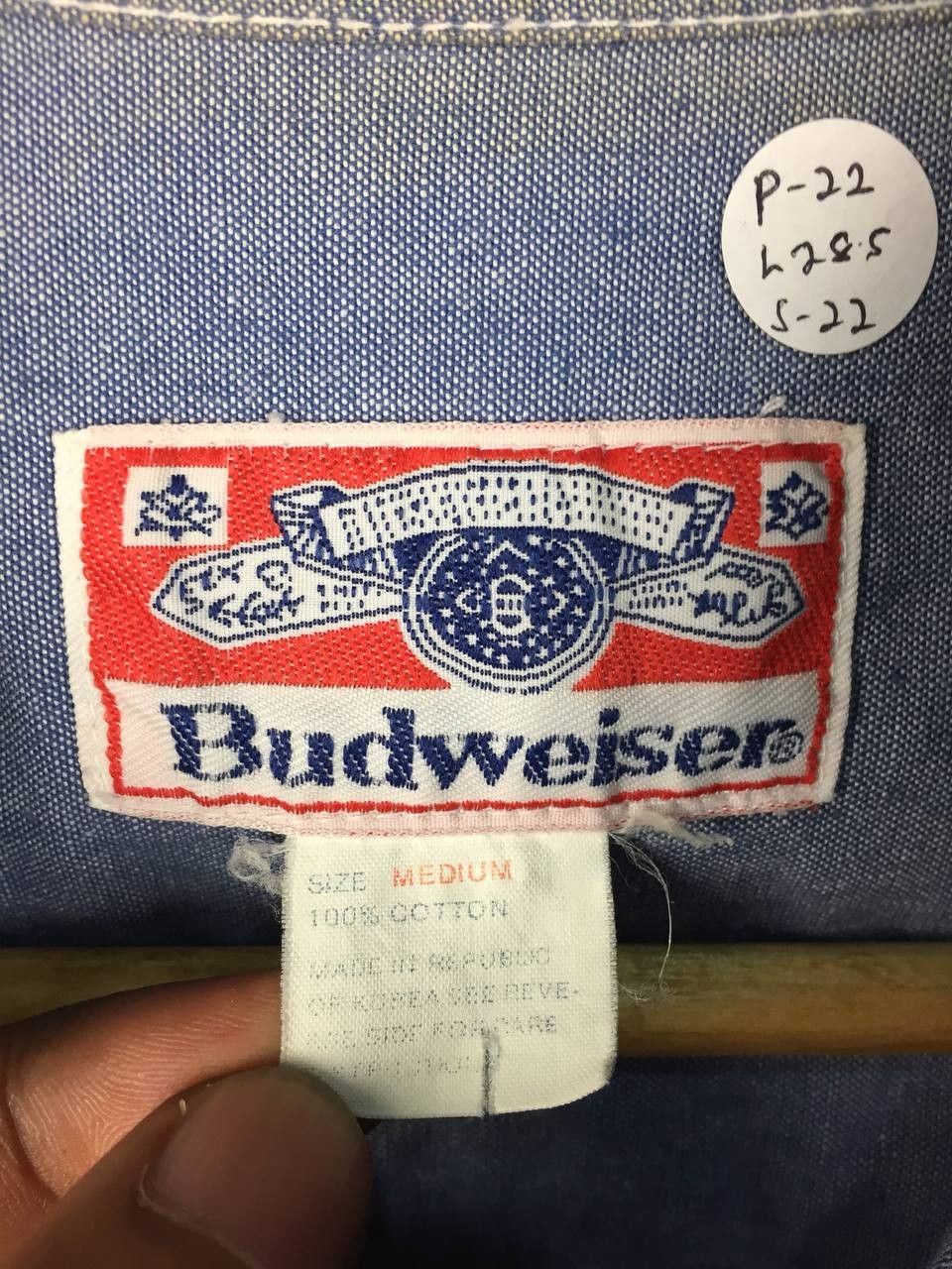 Budweiser Vtg 90s Budweiser Chambray Workwear Button Up Shirt Size US M / EU 48-50 / 2 - 20 Thumbnail