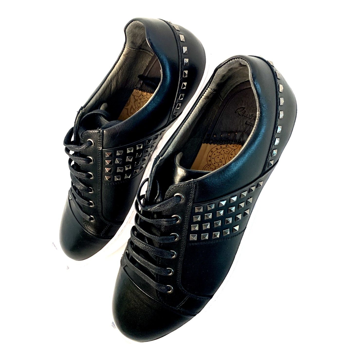 Robert Graham Robert Graham Studded Black Leather Sneakers | Sz 9 | NIB Size US 9 / EU 42 - 4 Thumbnail