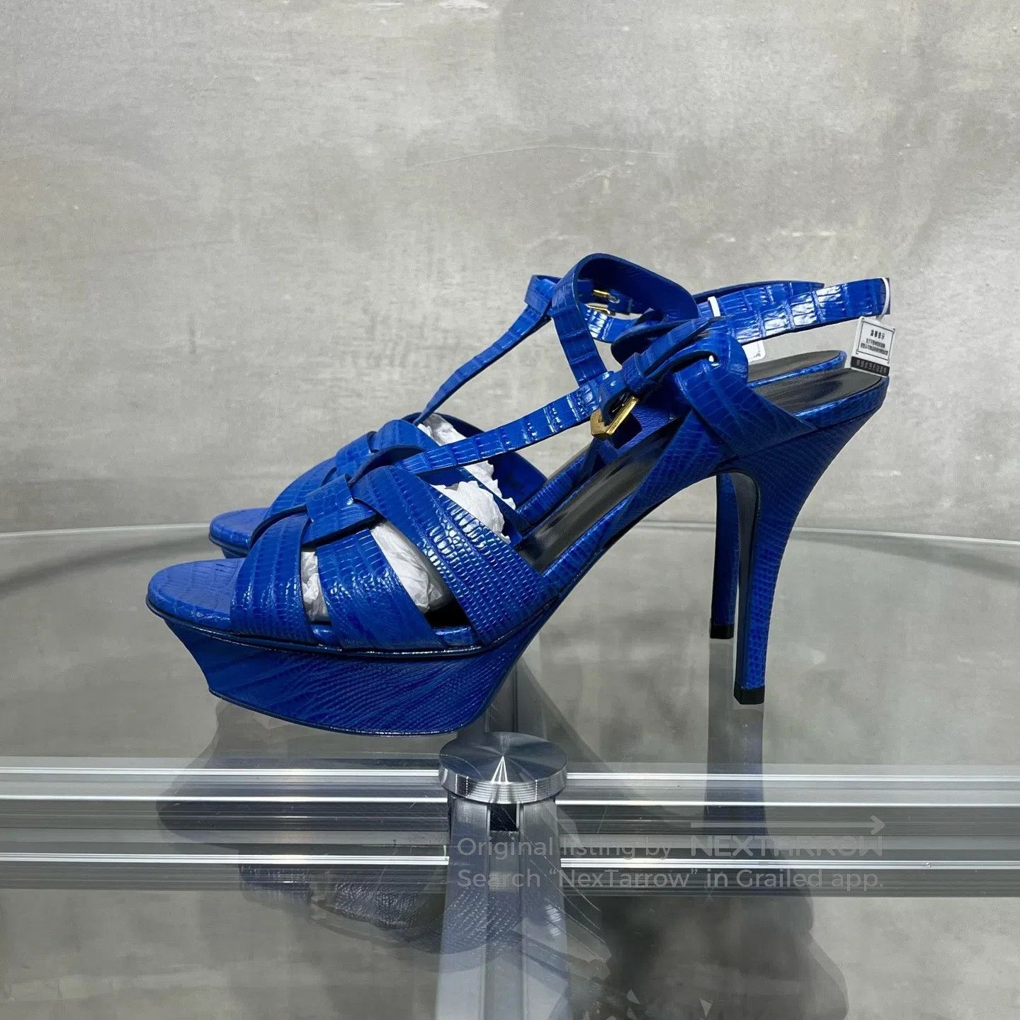 Saint Laurent Paris Saint Laurent Paris Ms.High-heeled Sandals, Blue Size US 8 / IT 38 - 3 Thumbnail