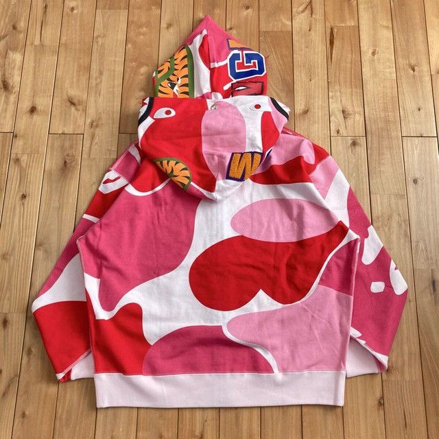 Bape BAPE Double Shark Full Zip Hoodie MEGA ABC CAMO Pink APE Size US XL / EU 56 / 4 - 2 Thumbnail