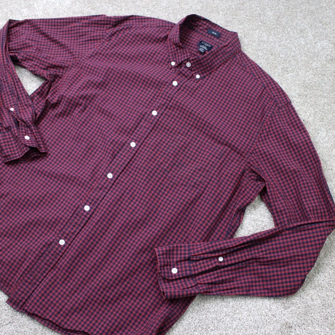 J.Crew J.CREW Shirt Men 2XL XXL Blue/Red Plaid Slim Fit Button-Up Long Sleeve Cotton Washed Flex - Womens/Mens Size US XXL / EU 58 / 5 - 3 Thumbnail