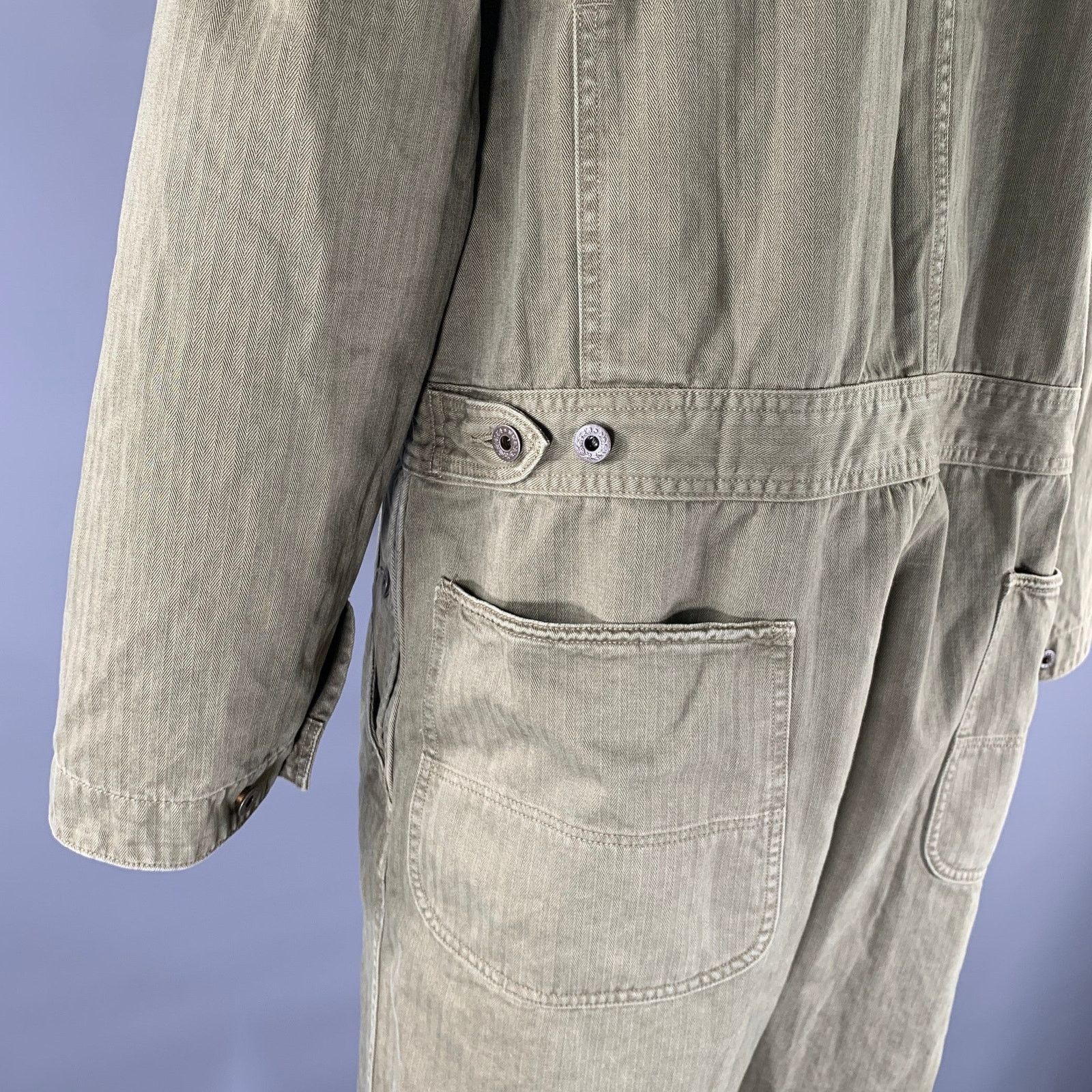 Ralph Lauren XL Green Herringbone Cotton Boiler Jumpsuit Size US 30 / EU 46 - 3 Thumbnail