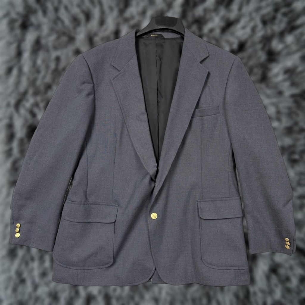 Imperial VINTAGE Imperial by Haggar Blazer Mens 40R Gray Single-Breasted Notch Lapel Slim/Regular Wool Tweed Formal Business 80s 70s USA Size 40R - 1 Thumbnail