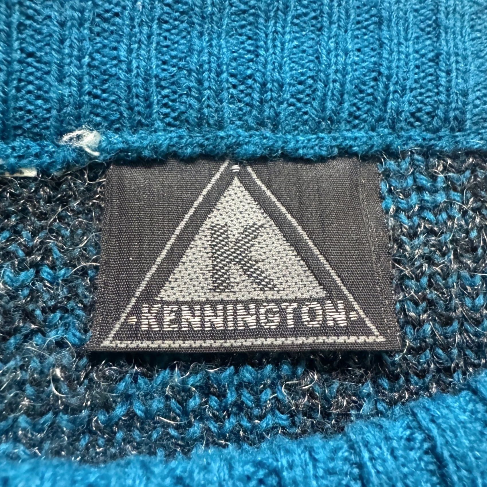 Vintage VINTAGE Knitted Sweater Mens M Blue Patterned Kennington Teal Gray 90s Size US M / EU 48-50 / 2 - 4 Thumbnail