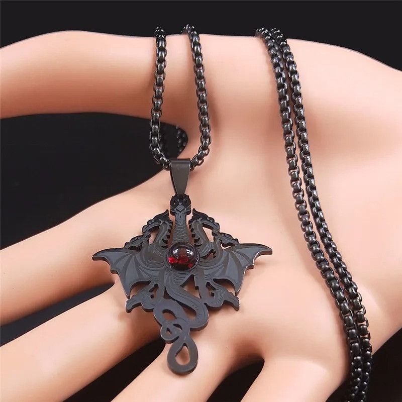 Jewelry Gothic Witchcraft Dragon Pendant Necklace Size ONE SIZE - 3 Thumbnail
