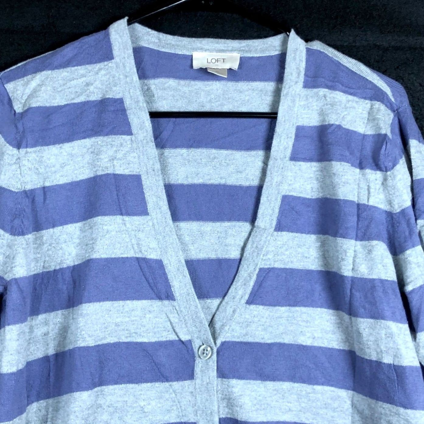 Loft Loft Cardigan Sweater Gray Purple Stripe Button Down XL Women's Knit V-Neck Casual Workwear Size XL / US 12-14 / IT 48-50 - 2 Thumbnail