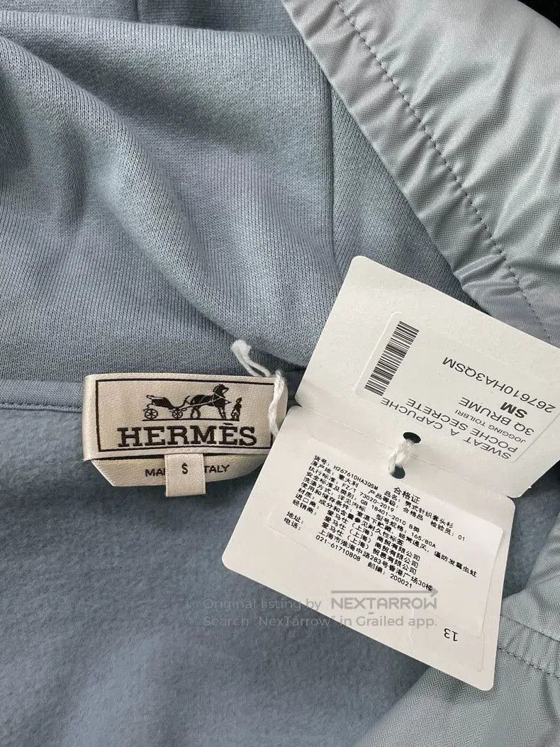 Hermes Hermes Blue Paneled Hooded Sweatshirt. Size US S / EU 44-46 / 1 - 4 Thumbnail