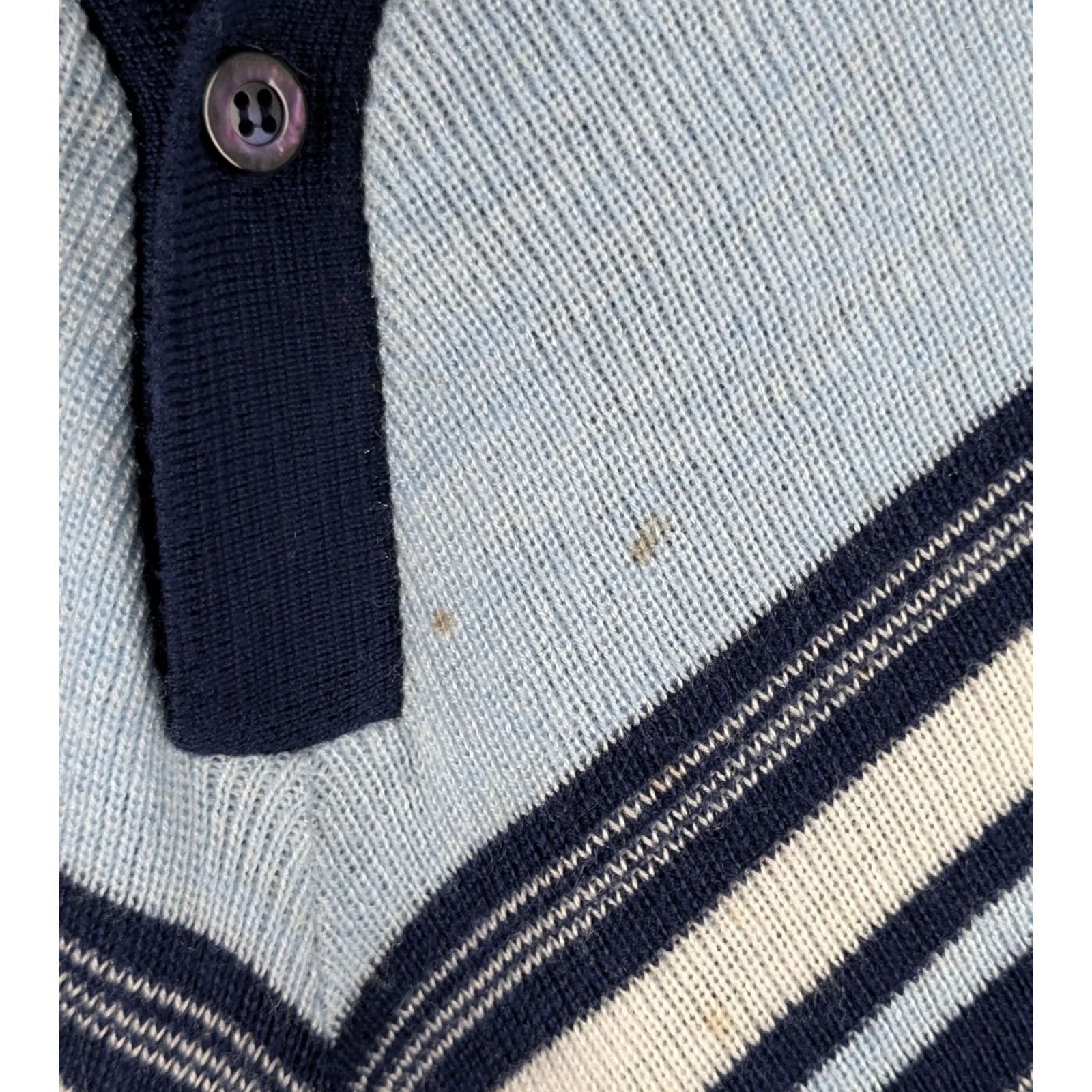 IDEA VINTAGE Puritan Bright Idea Knit Polo Shirt M Navy Blue Chevron Mod Disco Shirt Mens M Size US M / EU 48-50 / 2 - 5 Thumbnail