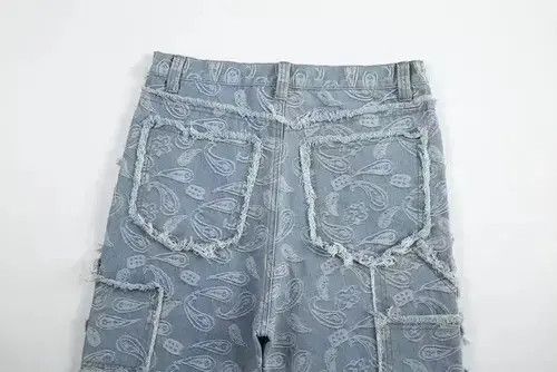 VIBE Y2k Double Knee Paisley Denim Jeans Size US 34 / EU 50 - 8 Thumbnail