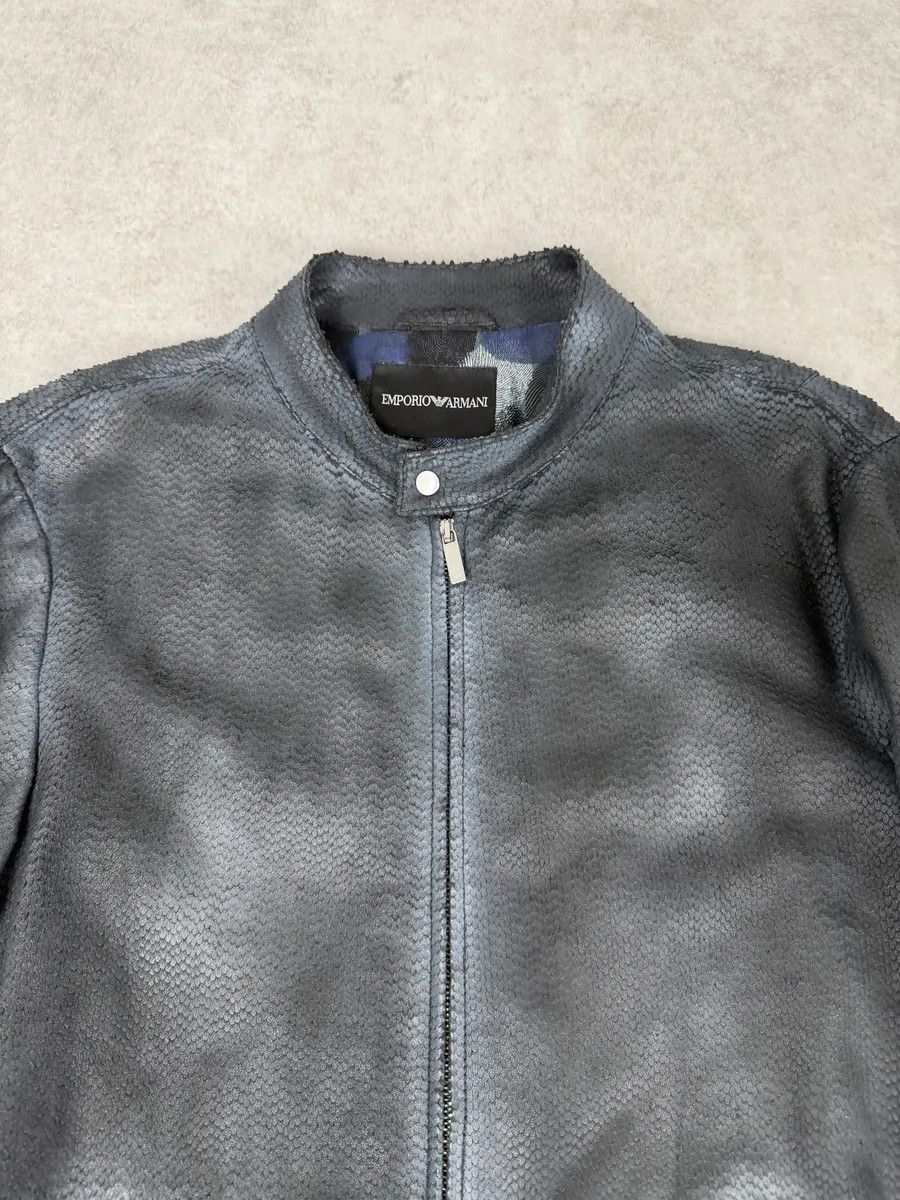 Emporio Armani SS2016 Emporio Armani Dark Blue Python Effect Leather Jacket Size US M / EU 48-50 / 2 - 7 Thumbnail